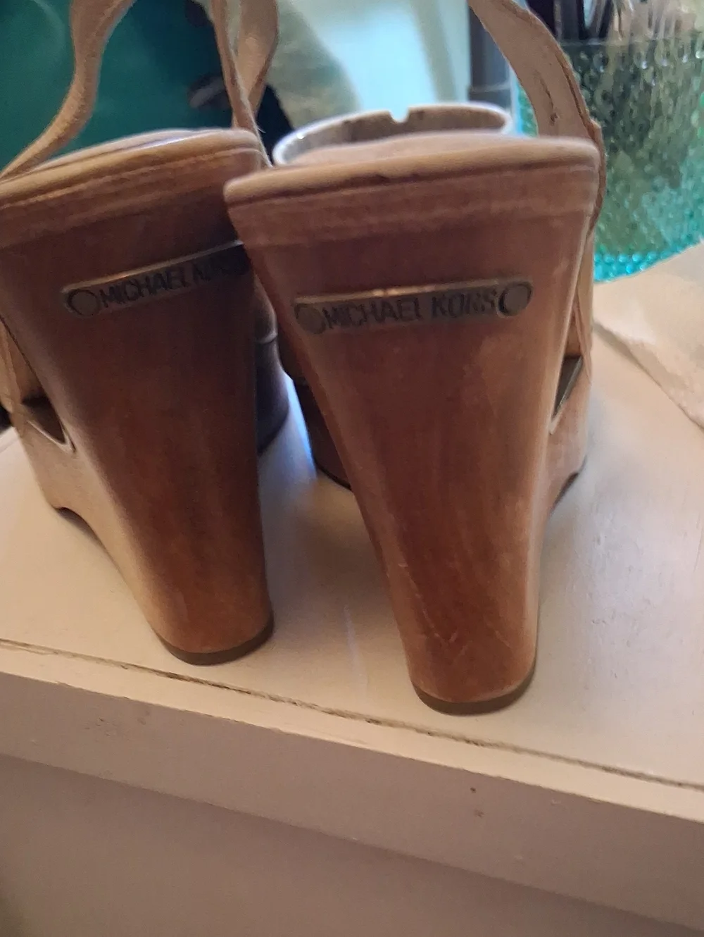 Wood Leather Wedge 10